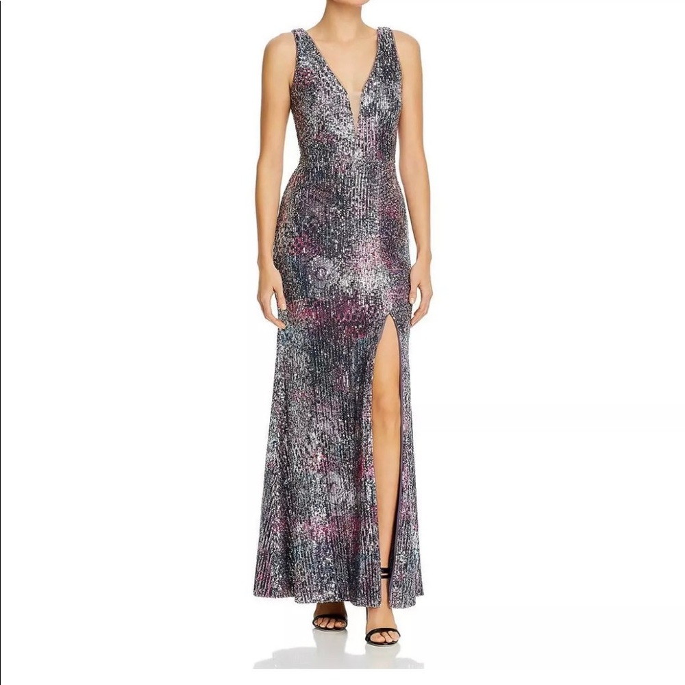 Aqua sequin evening dress